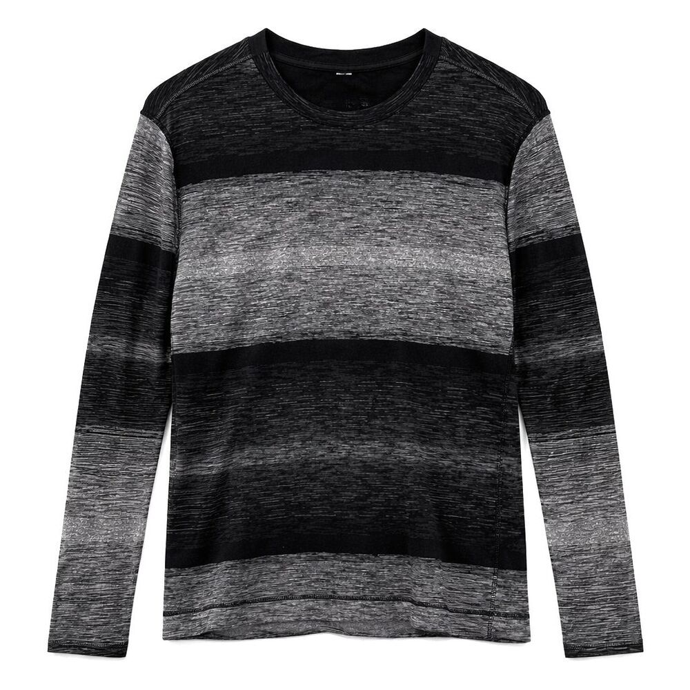 Lululemon Core Crew Long Sleeve Rulu Shirt Universal Stripe Men's Size XL Black